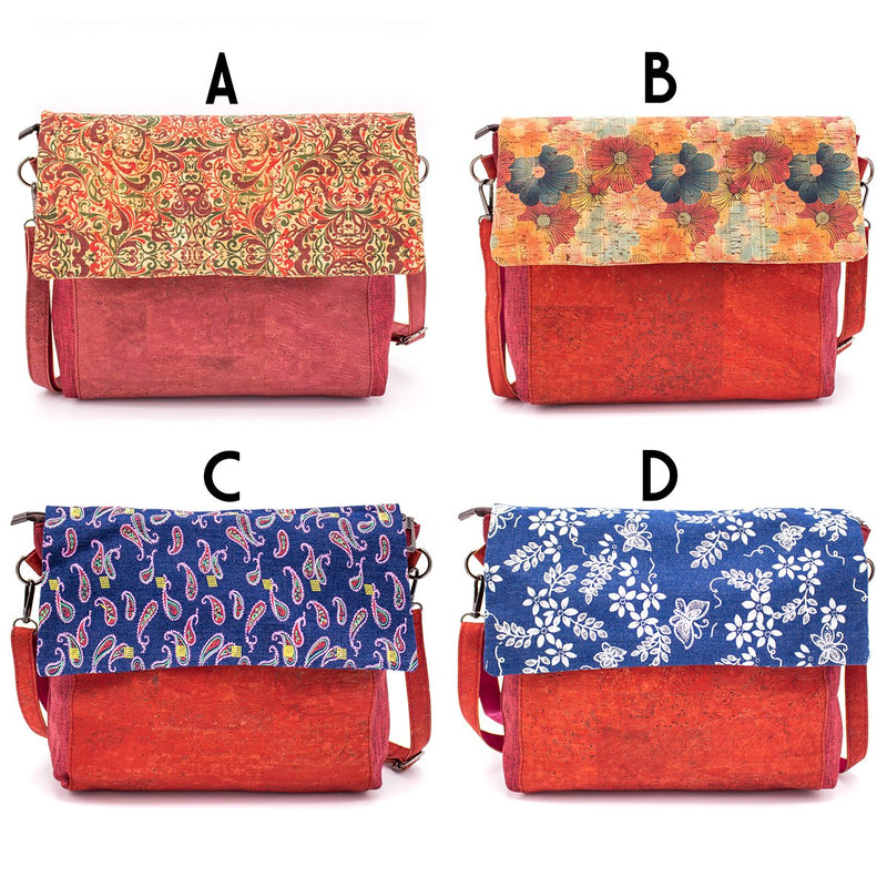 Shoulder bag  pattern cotton and cork  crossbody women handmade bag BAG49-05