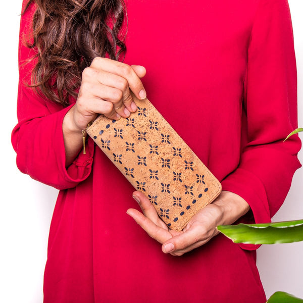 Natural cork Laser cute style women zipper card vegan wallet BAG-328-A