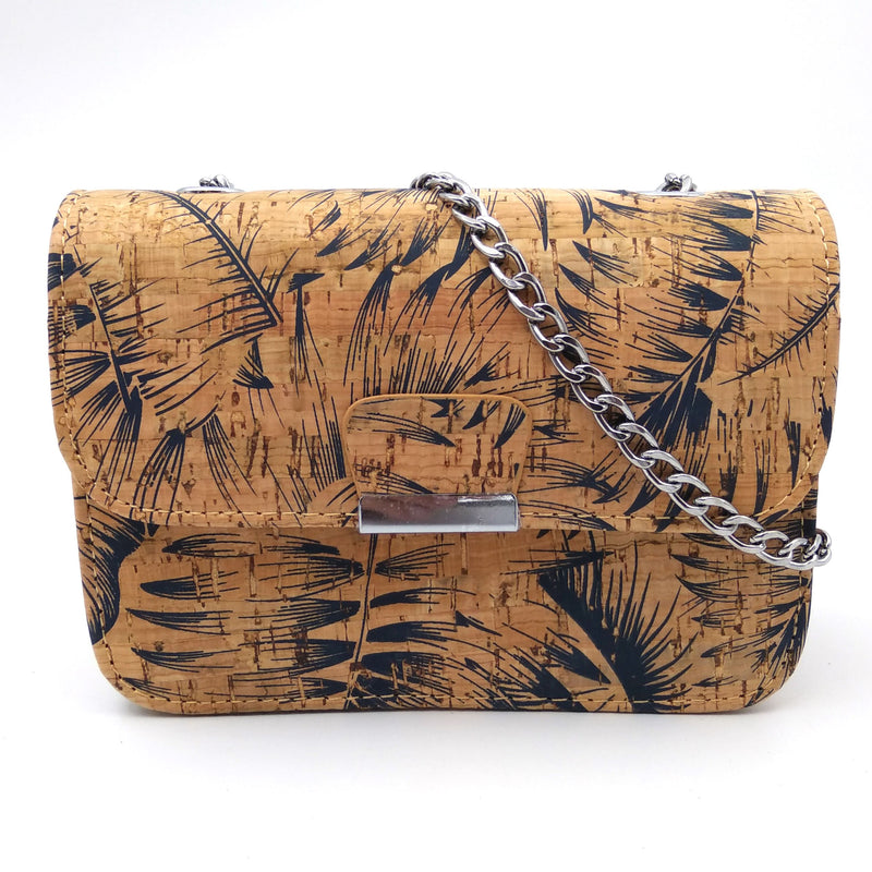 Natural cork fabric with feather Girl bodycross Bag-296-A