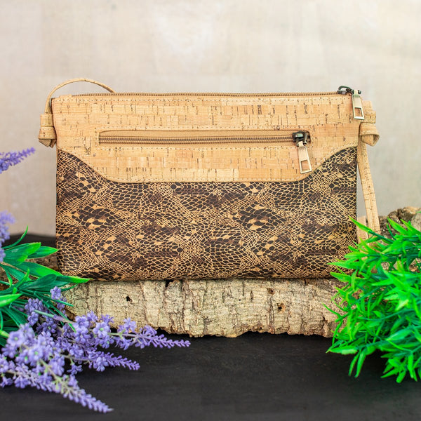 Natural cork women Crossbody cork bag with zipper  BAG-604