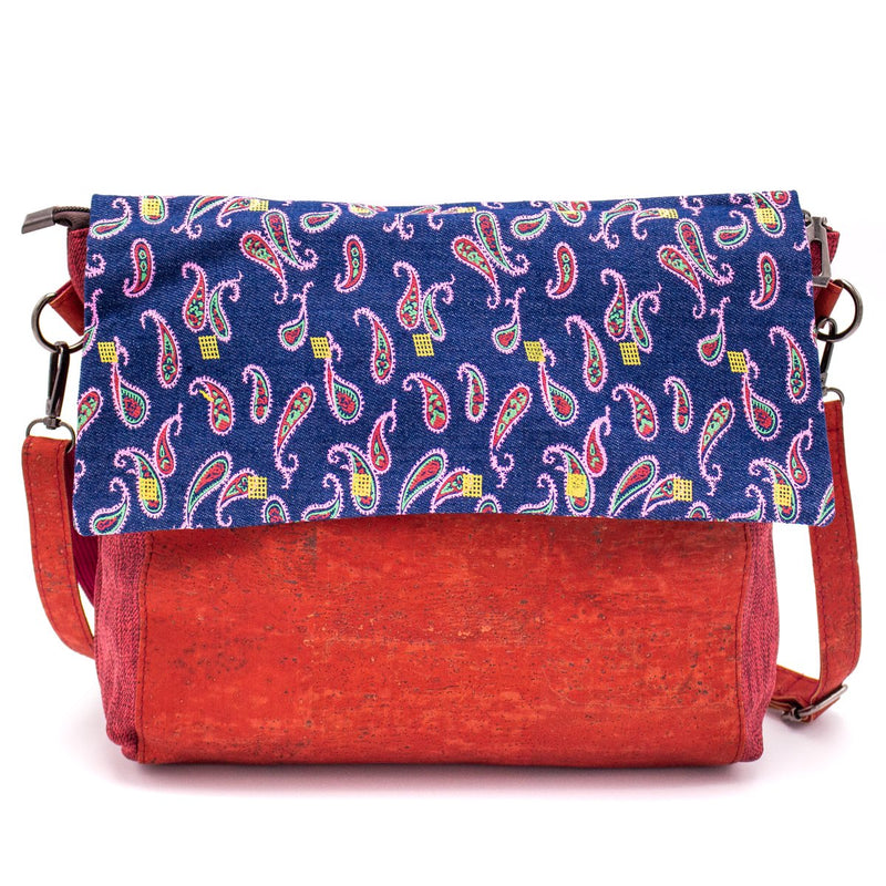 Shoulder bag  pattern cotton and cork  crossbody women handmade bag BAG49-05