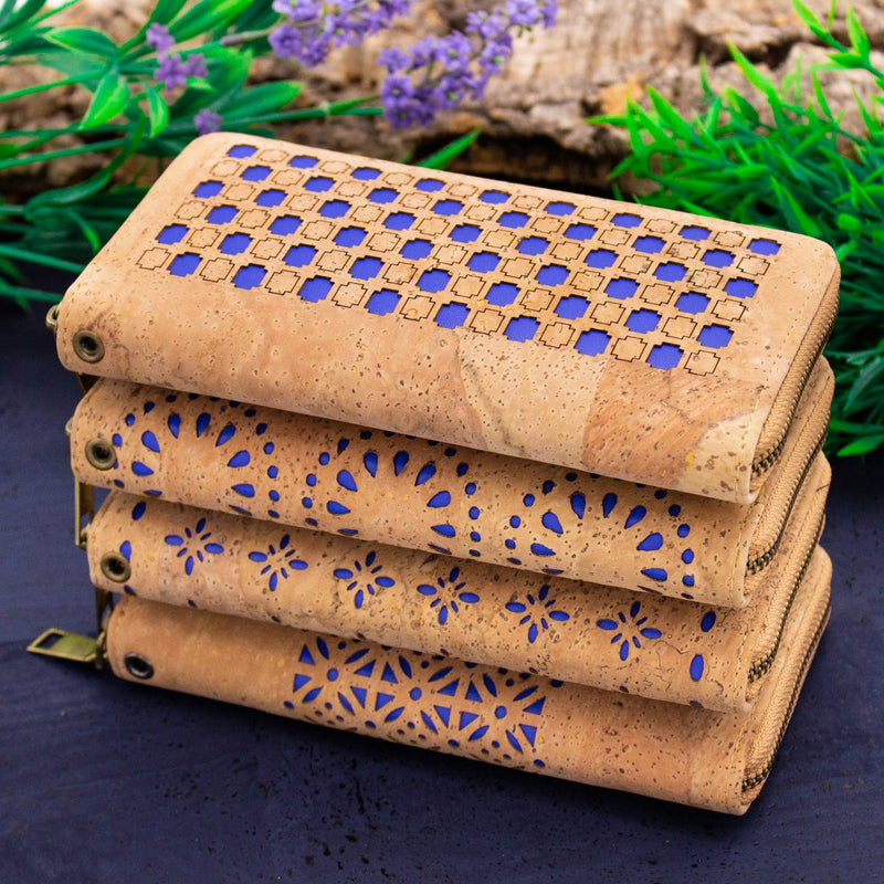 Natural cork Laser cute style women zipper card vegan wallet BAG-622