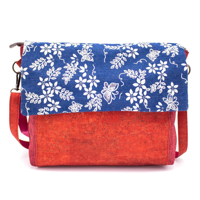 Shoulder bag  pattern cotton and cork  crossbody women handmade bag BAG49-05