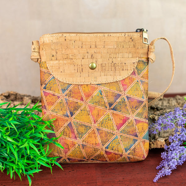 Natural cork with pattern small crossbody purse bag BAG-602