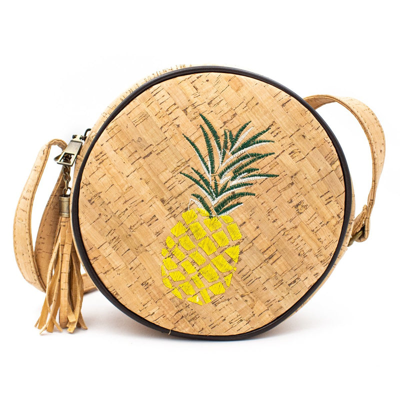 Natural cork flamingo sewed Round Structured women Handbag BAG-405