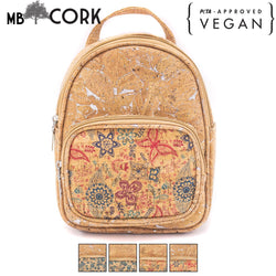 Natural cork with pattern girls backpack BAG-315-DEFG