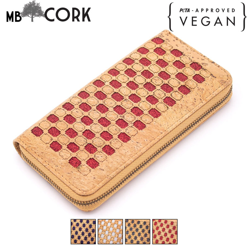 Natural cork Laser cute style women zipper card vegan wallet BAG-328-B