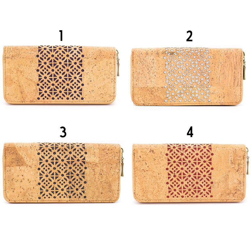 Natural cork Laser cute style women zipper card vegan wallet BAG-328-C
