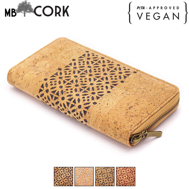 Natural cork Laser cute style women zipper card vegan wallet BAG-328-C