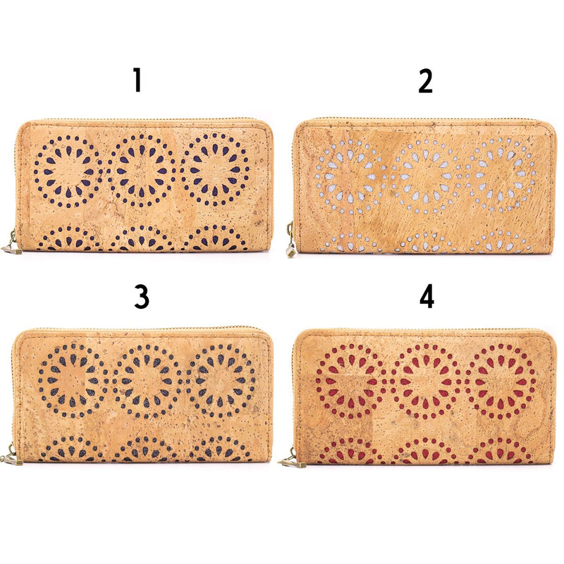 Natural cork Laser cute style women zipper card vegan wallet BAG-328-D