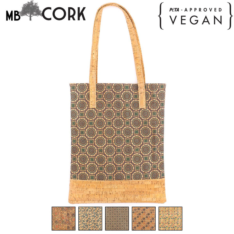 Natural cork tote bag shopping bag book vegan original market bag BAG-406-OPQRS