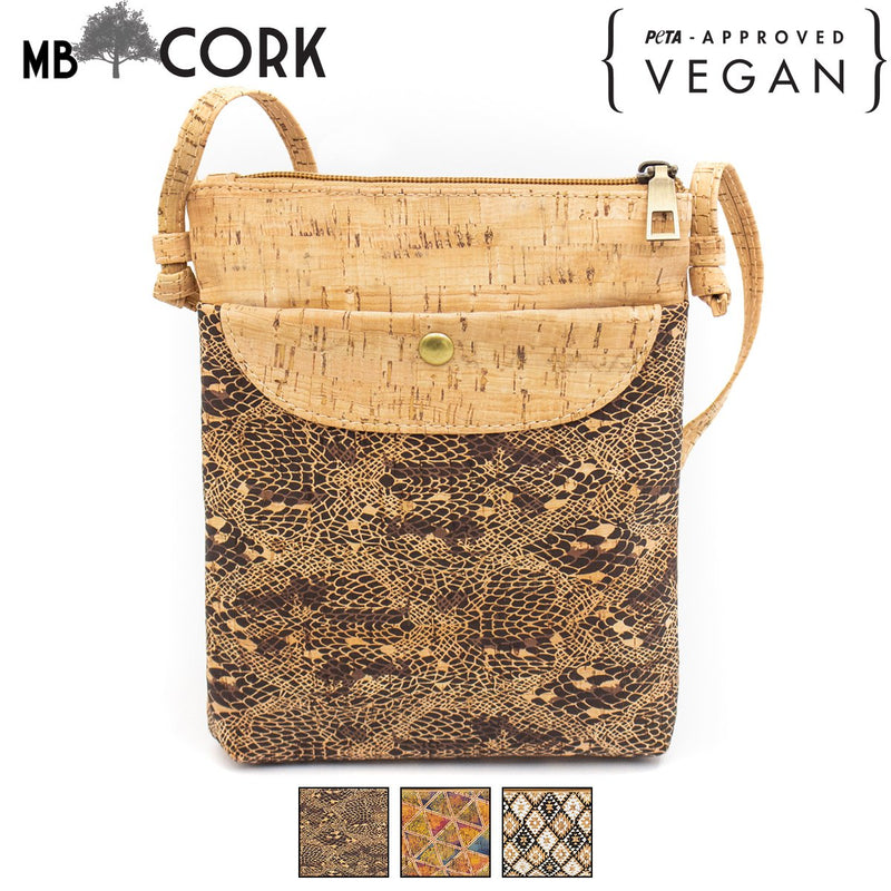 Natural cork with pattern small crossbody purse bag BAG-602