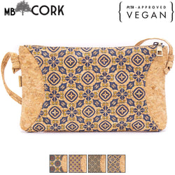 Natural cork with pattern small zipper crossbody purse bag BAG-620