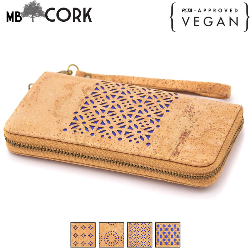 Natural cork Laser cute style women zipper card vegan wallet BAG-622