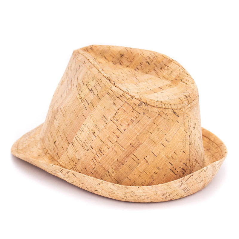 Natural cork trilby and fedora hats L-502