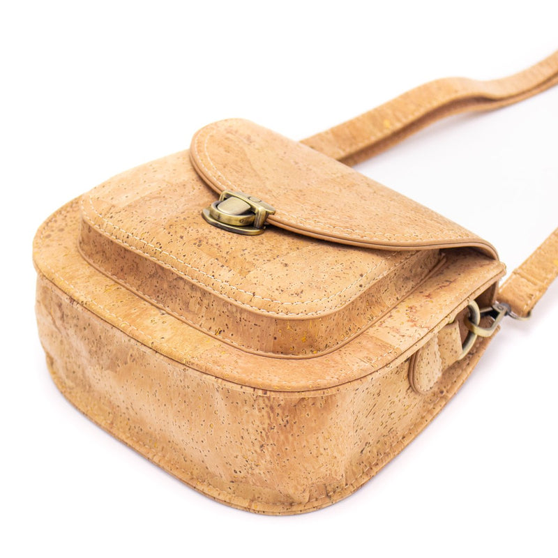 Natural Cork with golden silver Vegan Crossbody Bag BAG-274-ABC-1