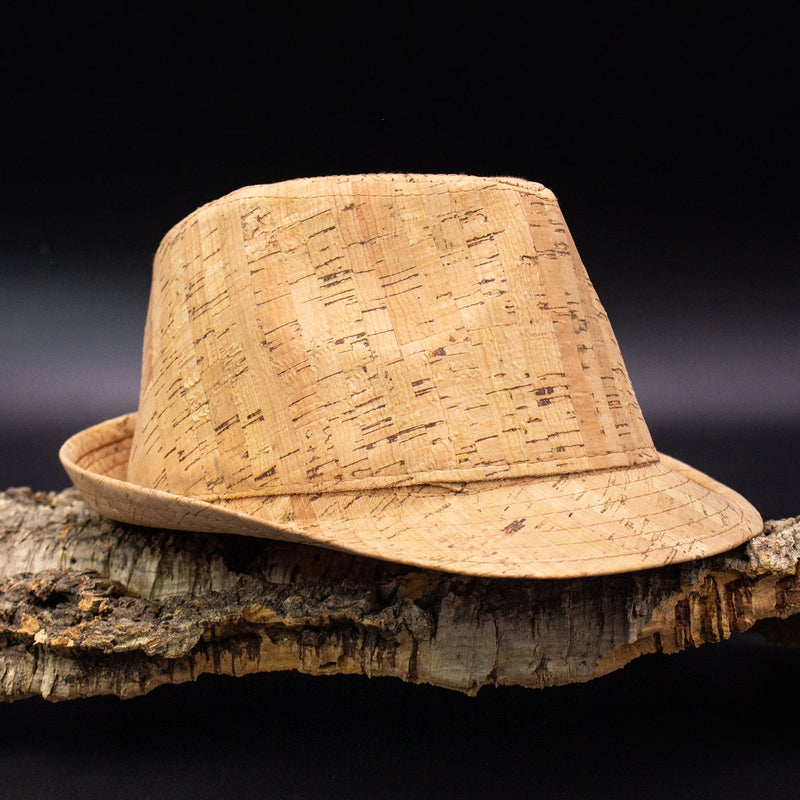 Natural cork trilby and fedora hats L-502