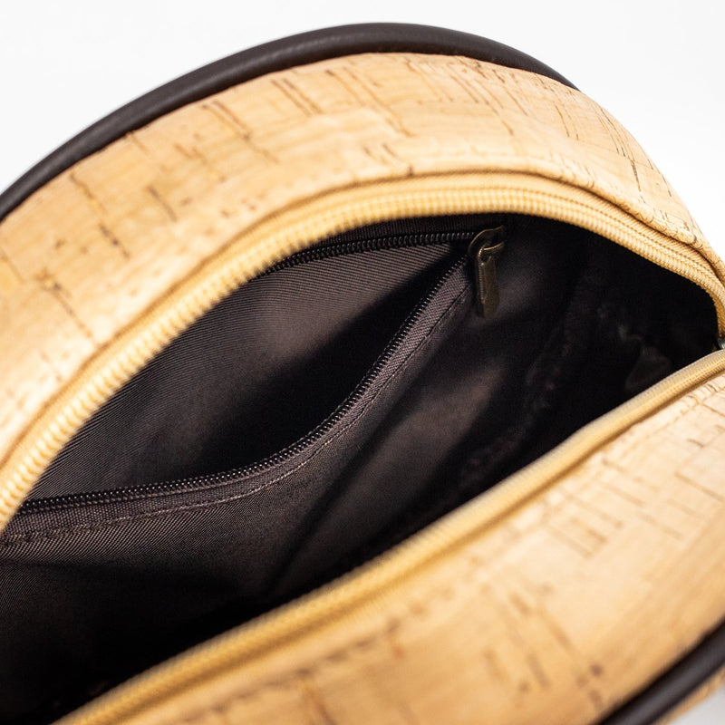 Natural cork flamingo sewed Round Structured women Handbag BAG-405