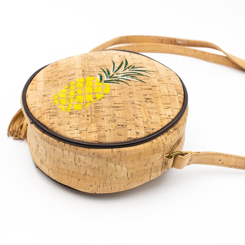 Natural cork flamingo sewed Round Structured women Handbag BAG-405