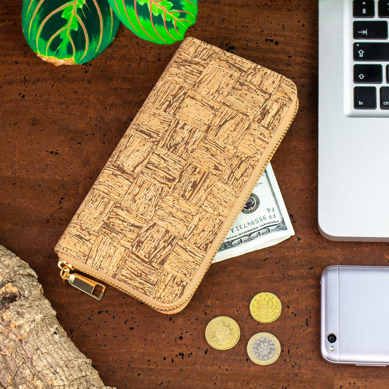 Zipper cork women  wallet Bag-324-BCD