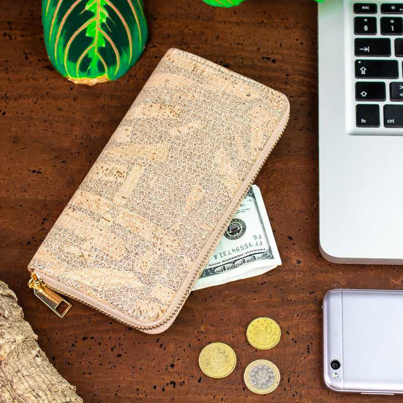 Zipper cork women  wallet Bag-324-BCD