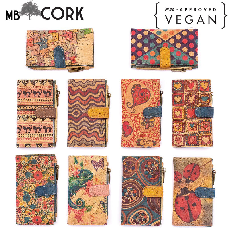 Natural cork women zipper card vegan wallet BAG-803 RFID
