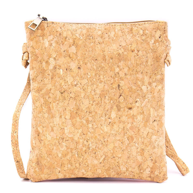 Natural cork with pattern double zipper crossbody purse bag BAG-625