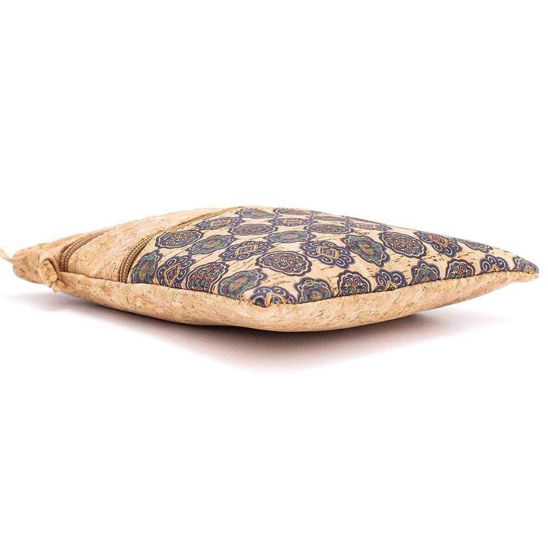 Natural cork with pattern double zipper crossbody purse bag BAG-625