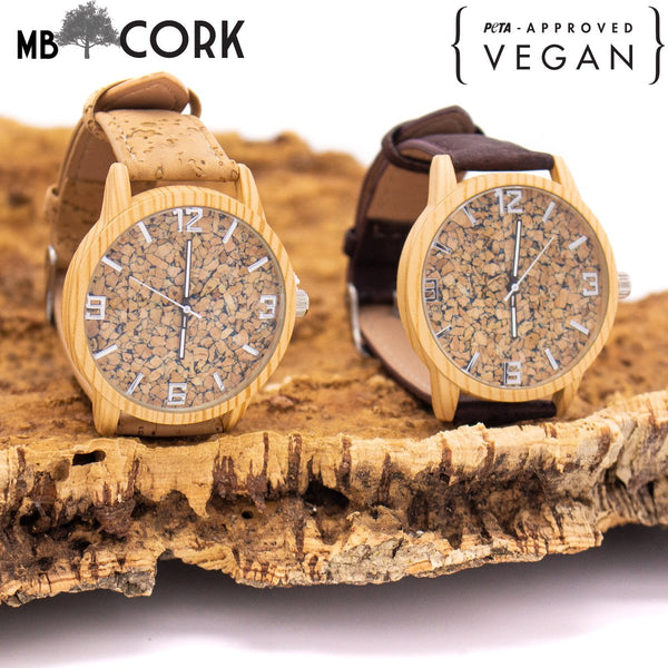 Cork watch natural color watch cork strap women and men watch  WA-121