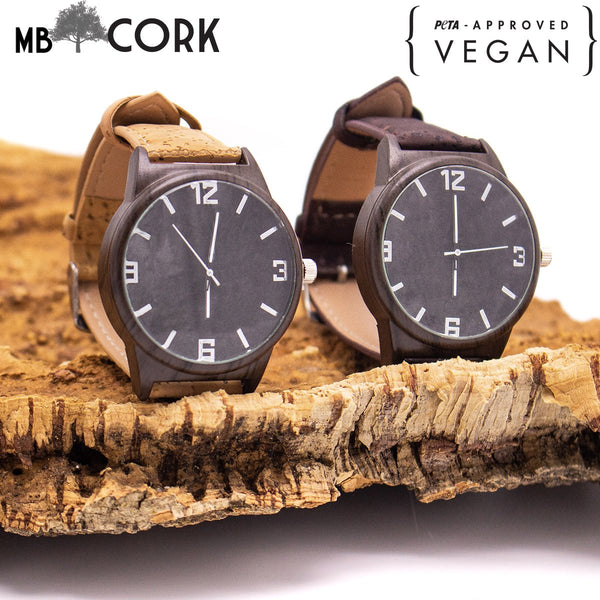 Cork watch natural and brown color watch cork strap women and men watch  WA-120