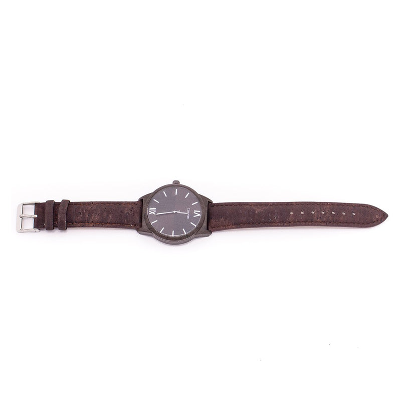 Brown cork watch with Box wood color unisex WA-BOX-116