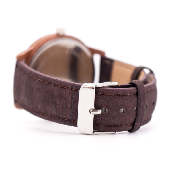 Cork watch vegan wrist watch wood color with brown cork watch strap WA-111-B