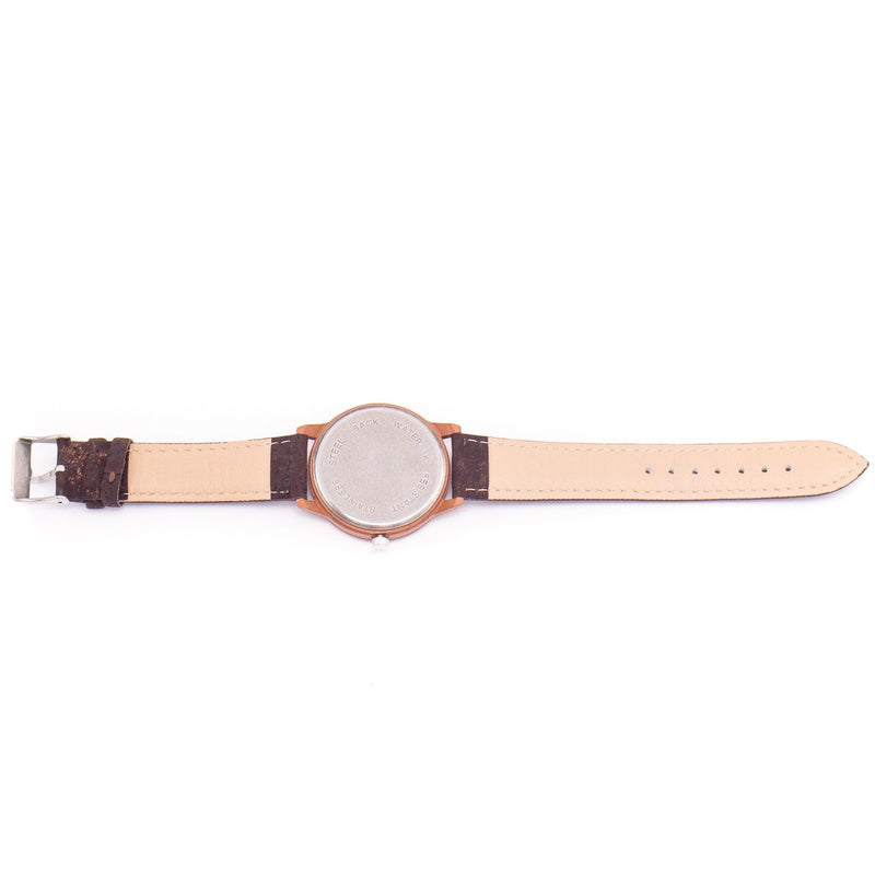 Cork watch vegan wrist watch wood color with brown cork watch strap WA-111-B