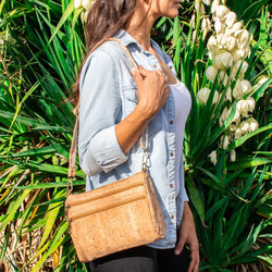 Natural with silver cork crossbody bag BAG-161