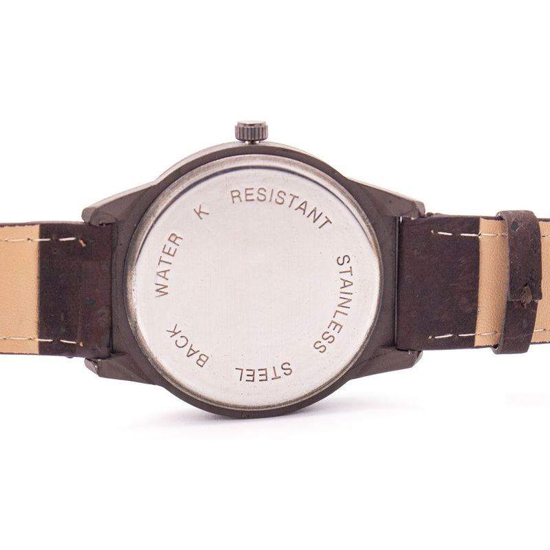 Brown cork watch with Box wood color unisex WA-BOX-116
