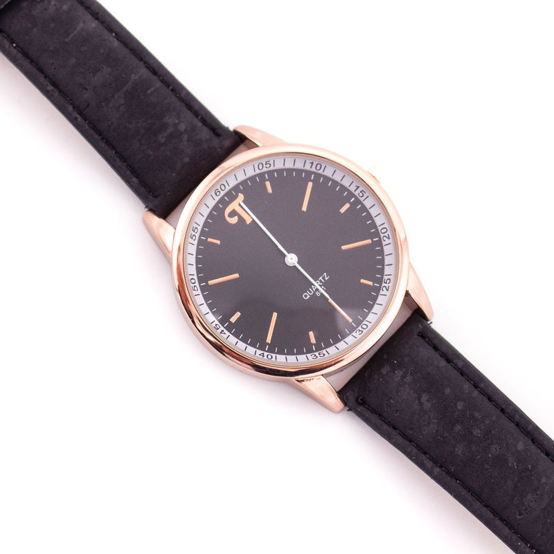 Black and white watch with black cork strap WA-101-B