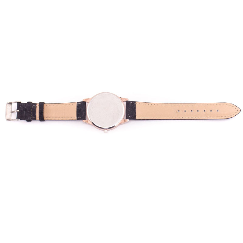 Black and white watch with black cork strap WA-101-B