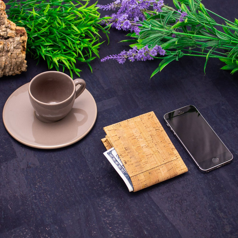 Natural cork slim card men wallet BAG-351-E