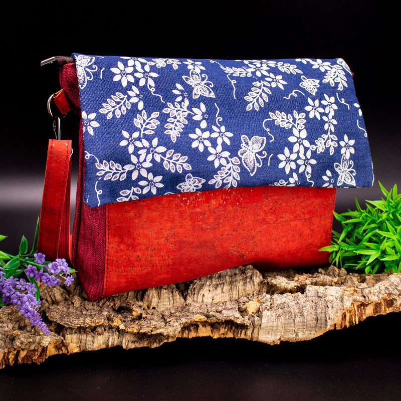 Shoulder bag  pattern cotton and cork  crossbody women handmade bag BAG49-05