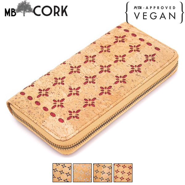 Natural cork Laser cute style women zipper card vegan wallet BAG-328-A