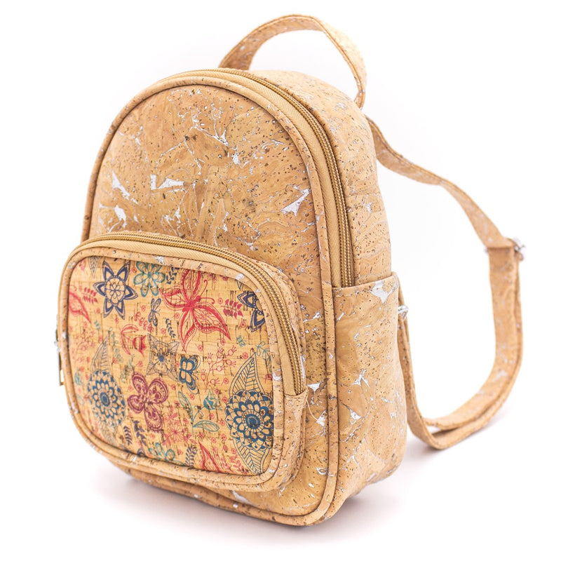 Natural cork with pattern girls backpack BAG-315-DEFG