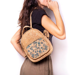 Natural cork with pattern girls backpack BAG-315-DEFG