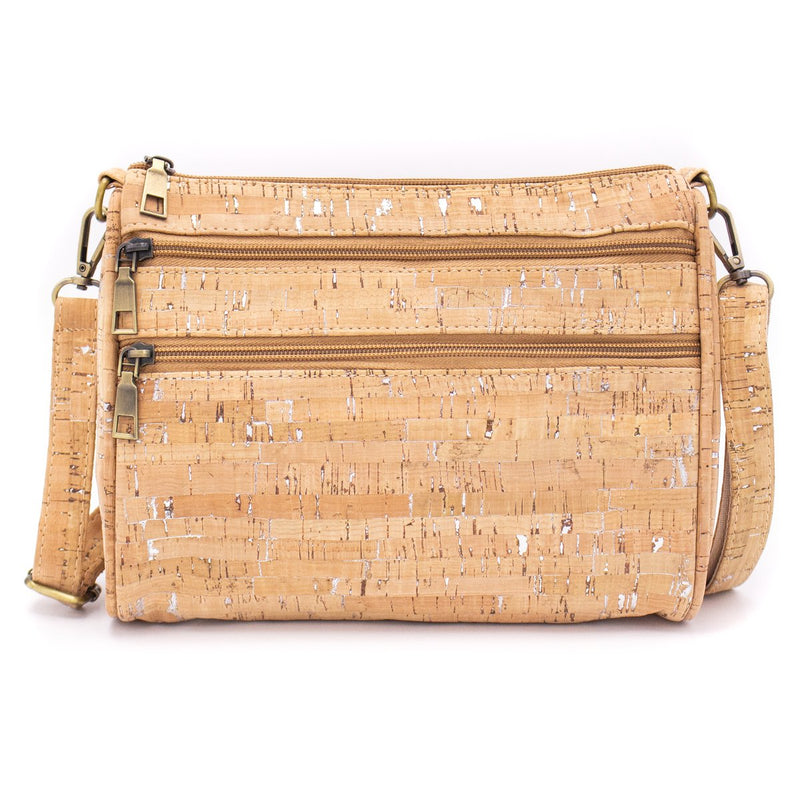 Natural with silver cork crossbody bag BAG-161