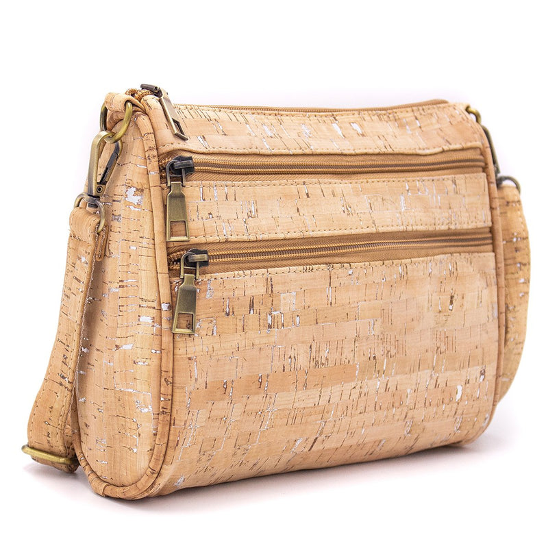 Natural with silver cork crossbody bag BAG-161