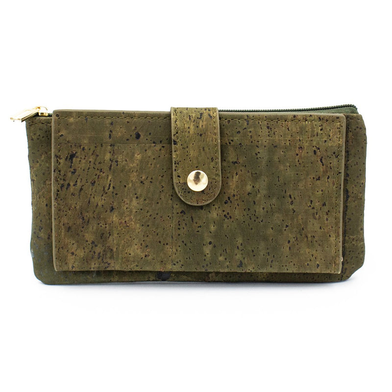Natural cork zipper women card wallet with flower pattern BAG-350-G/P/S/T/255
