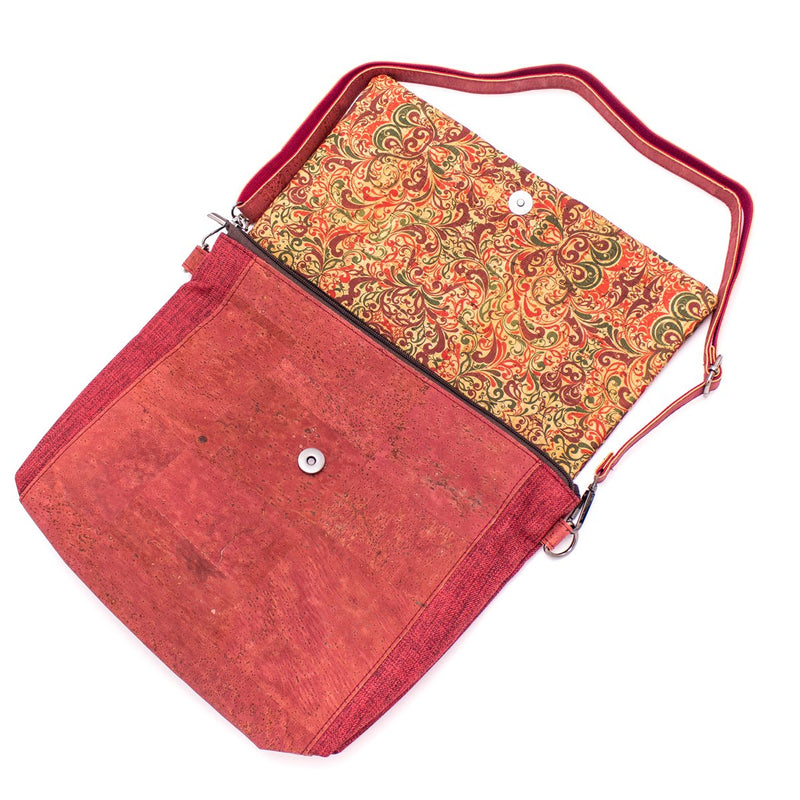 Shoulder bag  pattern cotton and cork  crossbody women handmade bag BAG49-05