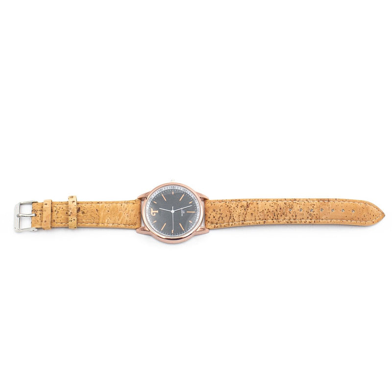 Cork watch natural cork with black watch for unisex adults WA-101-A