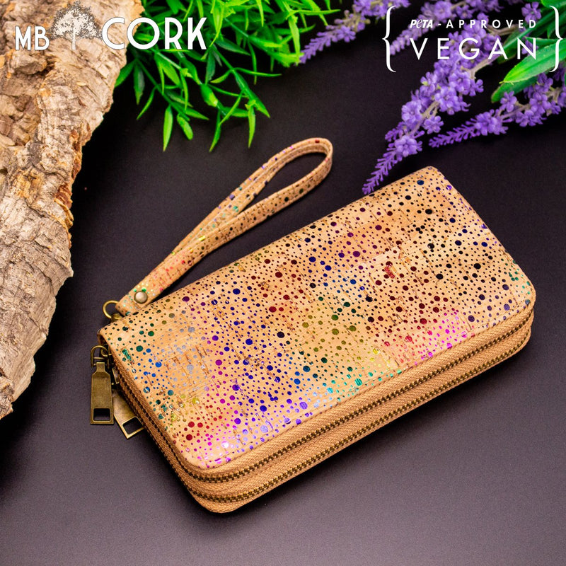 Rainbow cork women Double zipper wallet BAG-371-B
