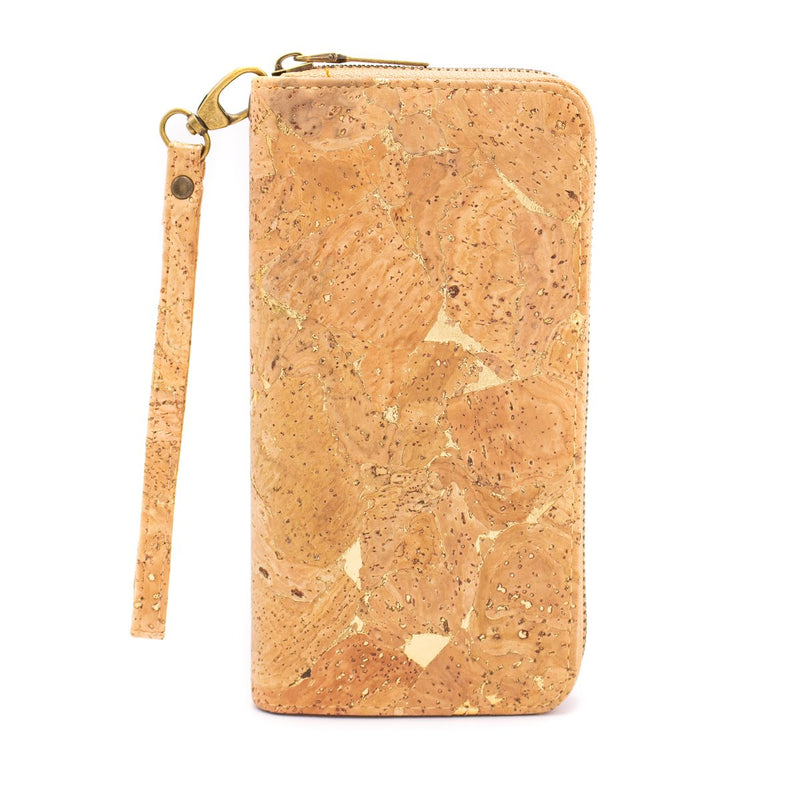 Gold detail cork zipper wallet all cork inside Natural eco vegan women wallet Bag-324-E