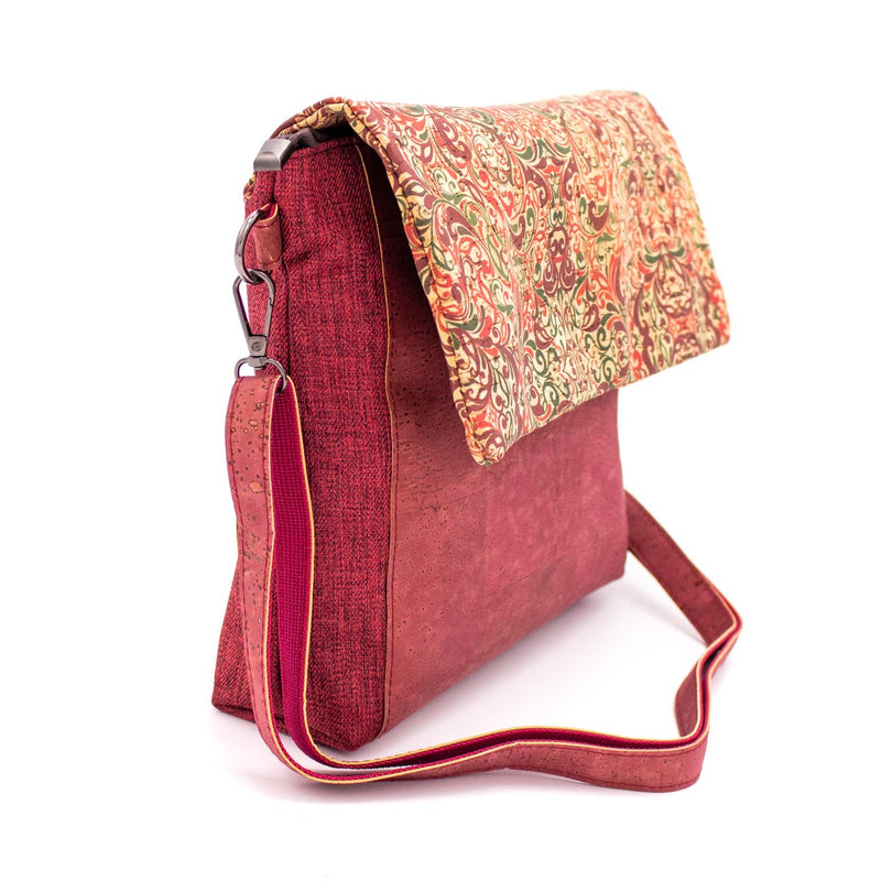 Shoulder bag  pattern cotton and cork  crossbody women handmade bag BAG49-05
